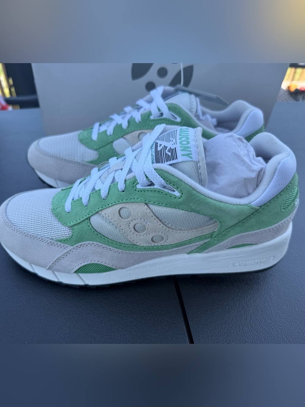 New Saucony Shadow 6000 Men's Green and Gray Suede Mesh Sneakers Size 10.5